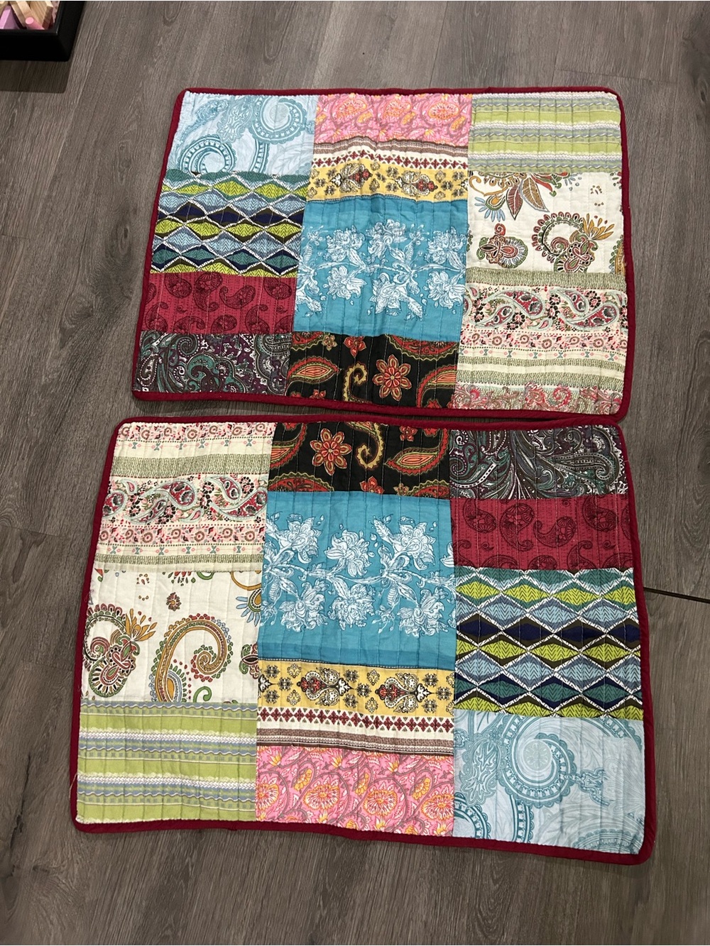 2 Cottagecore Quilted Pillow Case Shams Standard 20 X 26 Floral Patchwork